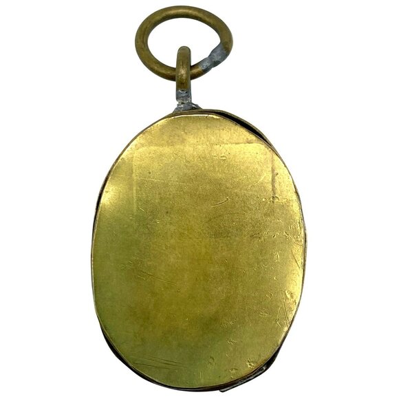 Antique Religious Pendant Locket Reliquary Mary Our Lady of Sorrows Brass 19thC. - Picture 7 of 10